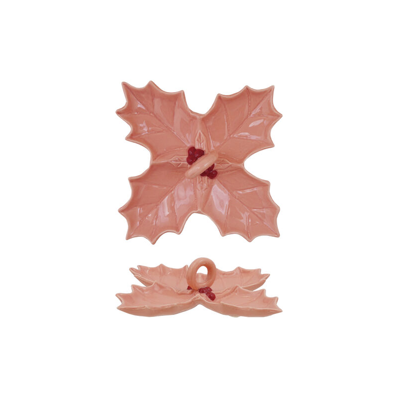 Dolomite Holly Leaf Divided Dish in Red and Pink image number 0