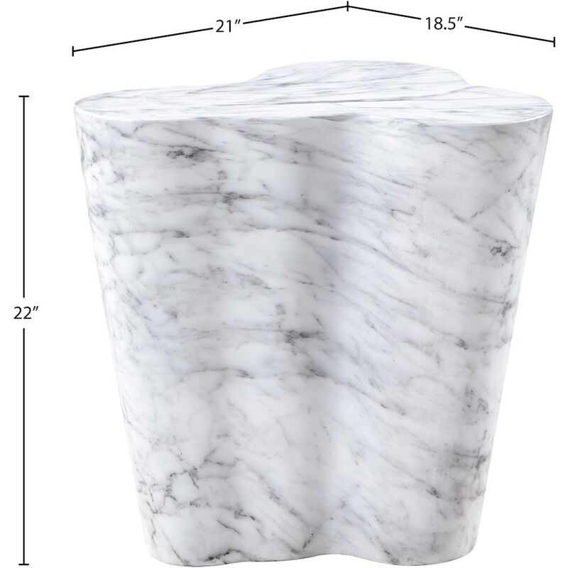 Meridian Furniture Monza White Marble Finish Concrete End Table