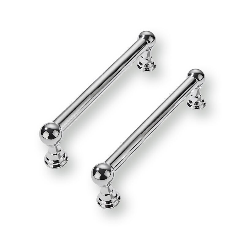 CABDM 2 Pack 3-3/4 Inch Solid Kitchen Cabinet Handles Poilshed Chrome Heavy Duty Cabinet Pulls Drawer Pulls Cabinet Hardware Kit