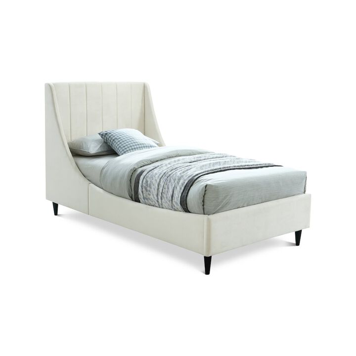 Meridian Furniture Eva Cream Velvet Twin Bed