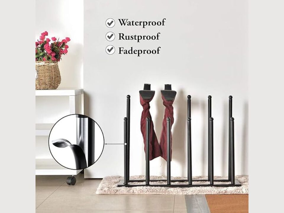Entryway Metal Shoe Organizer 6 Pair Closet Storage Black Modern
