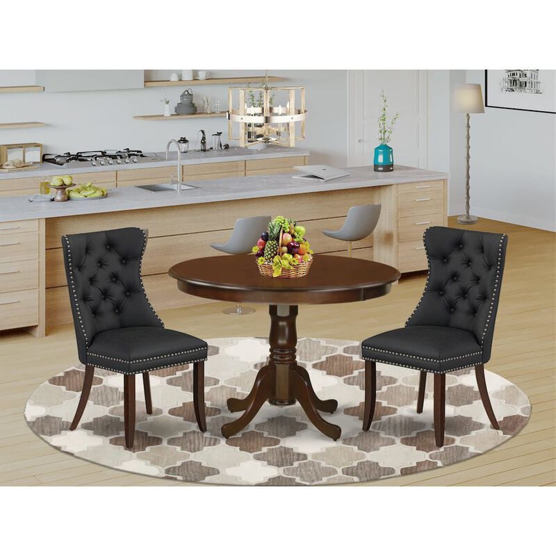 3 Piece Dining Table Set Contains a Round Kitchen Table with Pedestal