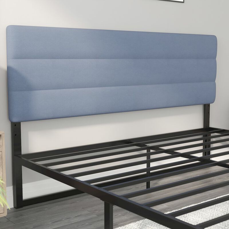 Flash Furniture King Channel Stitched Fabric Upholstered Headboard, from 44.5" to 57.25" - Blue image number 8