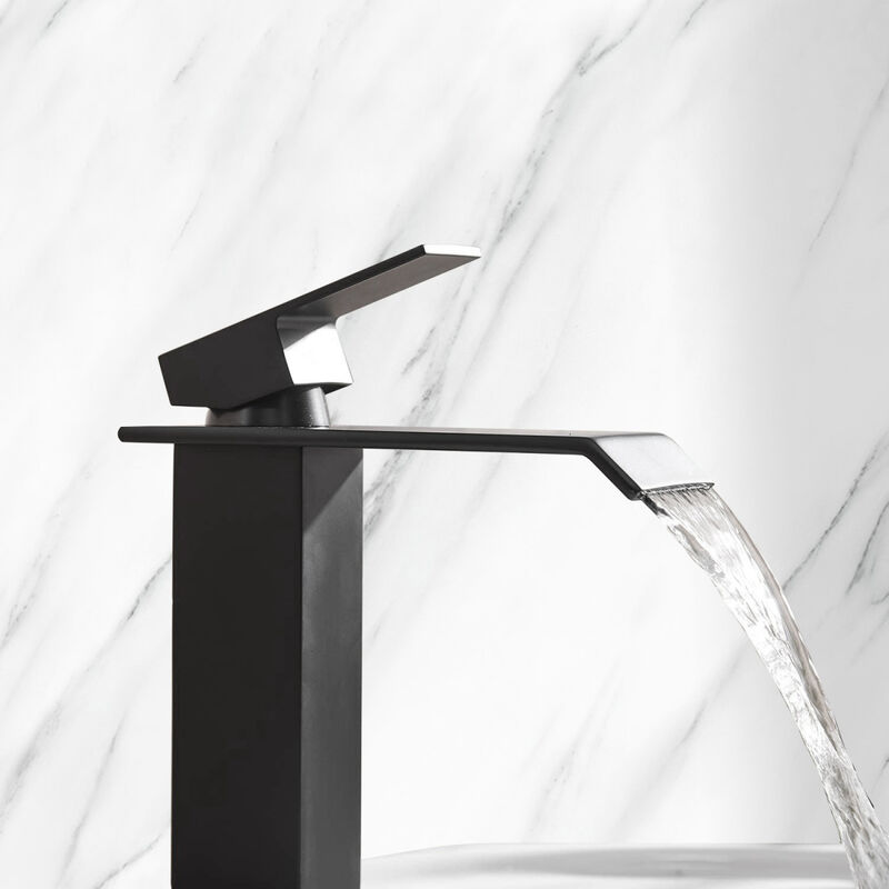 Waterfall Spout Bathroom Faucet, Single Handle Bathroom Vanity Sink Faucet