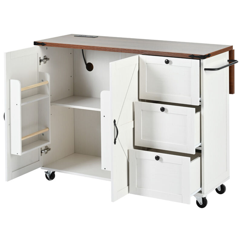 Merax Farmhouse Kitchen Island with Wheels image number 2