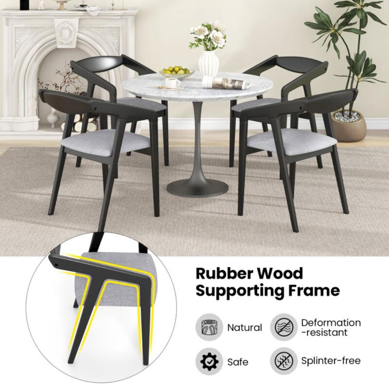 Hivvago Wooden Dining Chair Set of 2 with Rubber Wood Frame, Armrests and Padded Cushion
