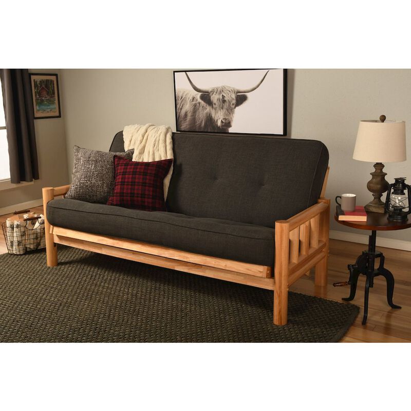 Lodge Frame-Natural Finish-Linen Charcoal Mattress image number 1