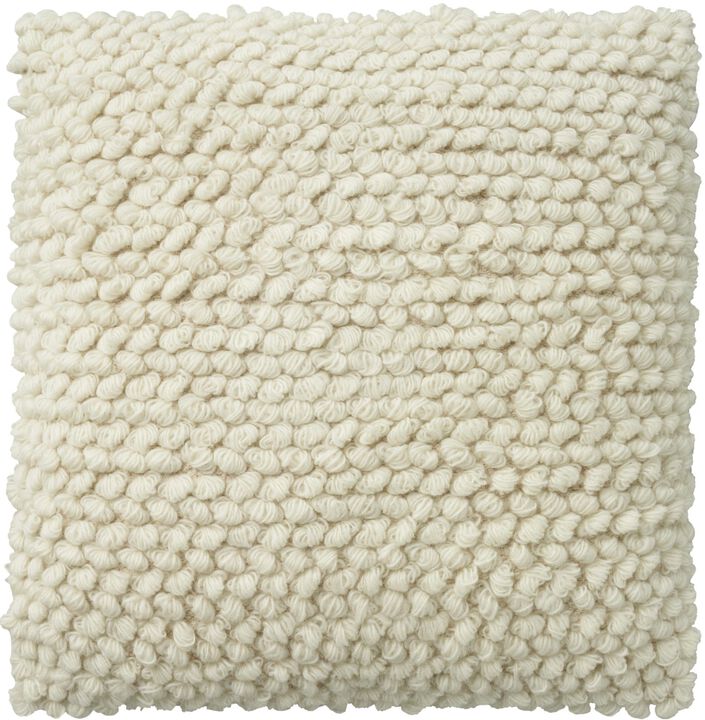 HomeRoots 20" Ivory Wool Blend Throw Pillow With Texture