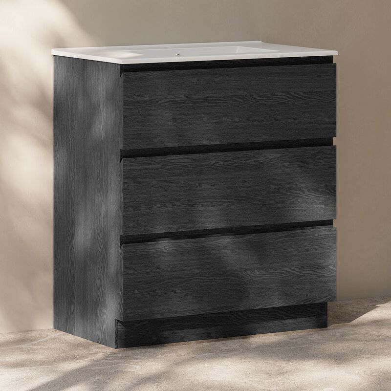Liberte 30" Freestanding Bathroom Vanity in Black Oak with Sink Top image number 6