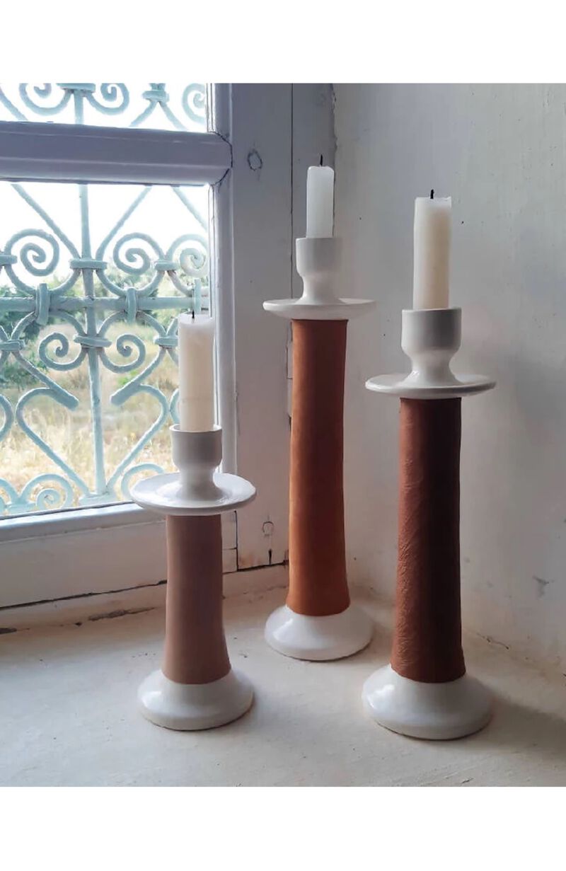 Leather Wrapped Candle Holder
