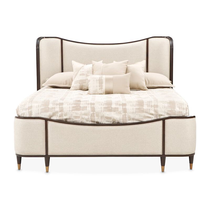 Michael Amini Camellia Field Queen Upholstered Bed - Warm Pecan image number 3