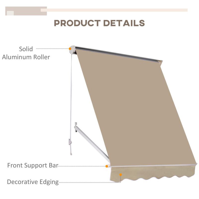 Hivvago 6-Foot Outdoor Window Awning with Aluminum Frame image number 3