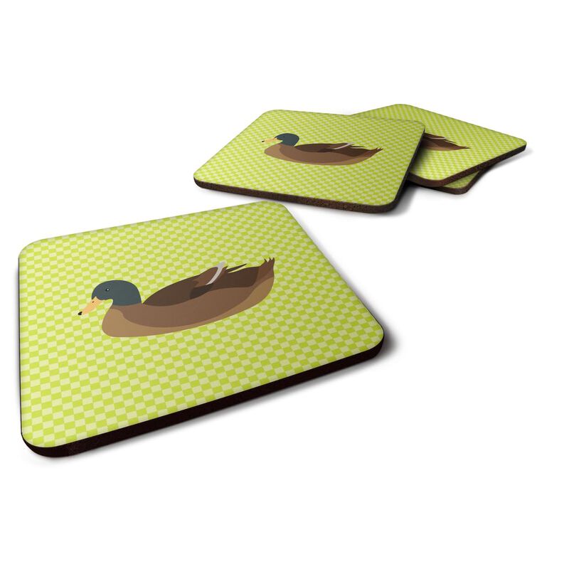 Caroline's Treasures Khaki Campbell Duck Green Decorative Coasters, 3.5, Multicolor