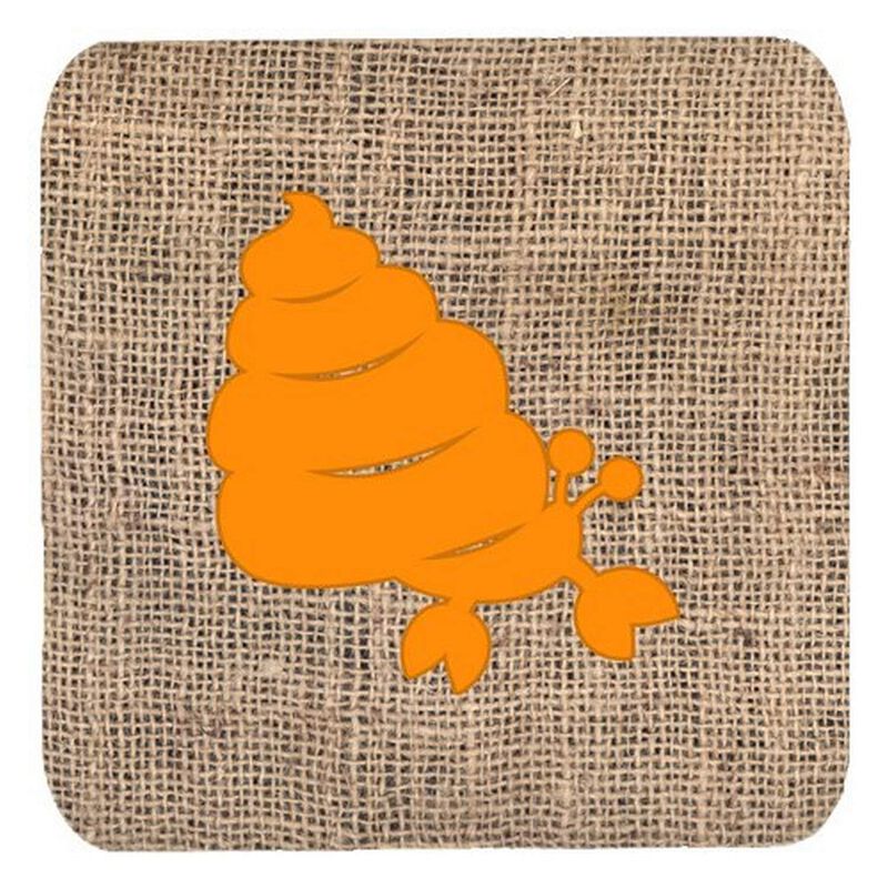 Caroline's Treasures BB1092-BL-OR-FC Hermit Crab Burlap and Orange Foam Coasters (Set of 4), 3.5 H x 3.5 W, Multicolor