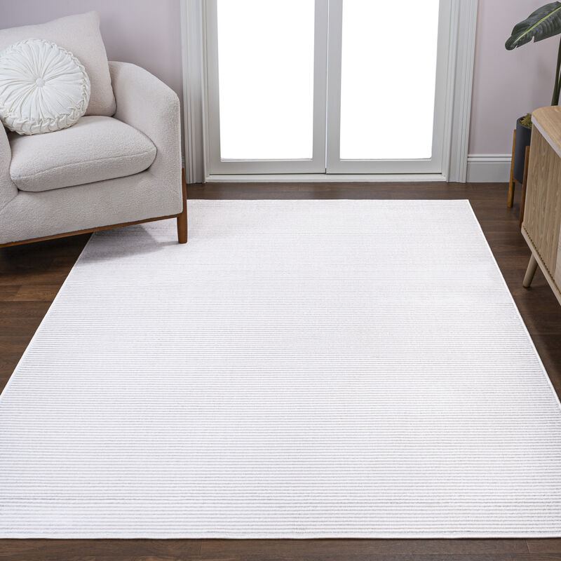 Cole Modern Minimalist Pinstripe High-Low Area Rug
