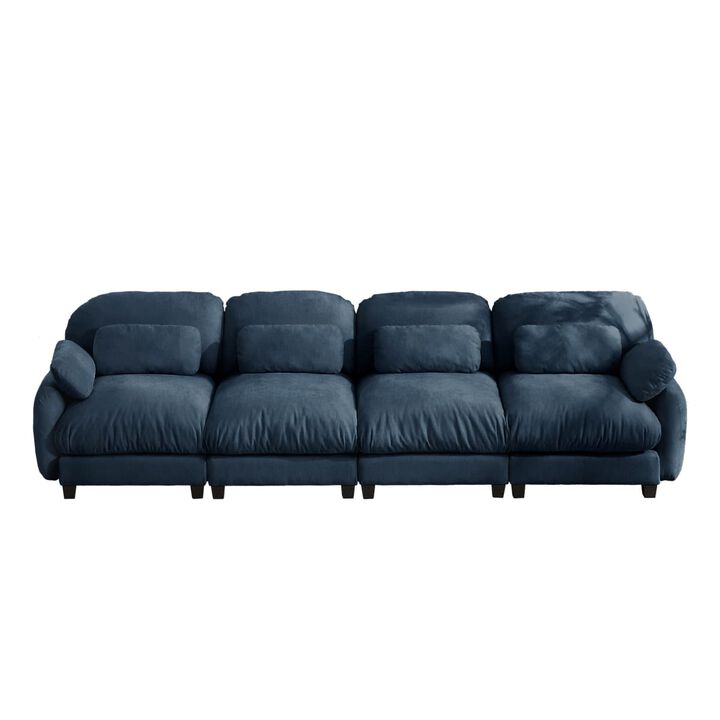 4 seat oversized modular sofa couch, Chenille cloud sofa with deep seats and lumbar pillows, Modern sofa couch for spacious living room