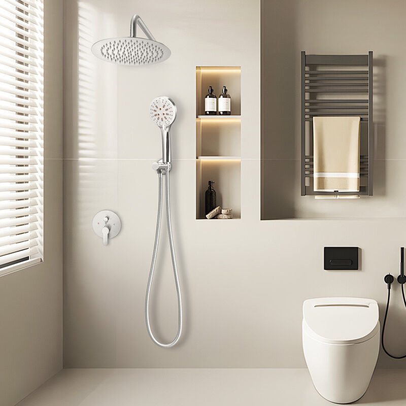 10 Inch Round Rain Shower System Brushed Nickel with Handheld Spray image number 1