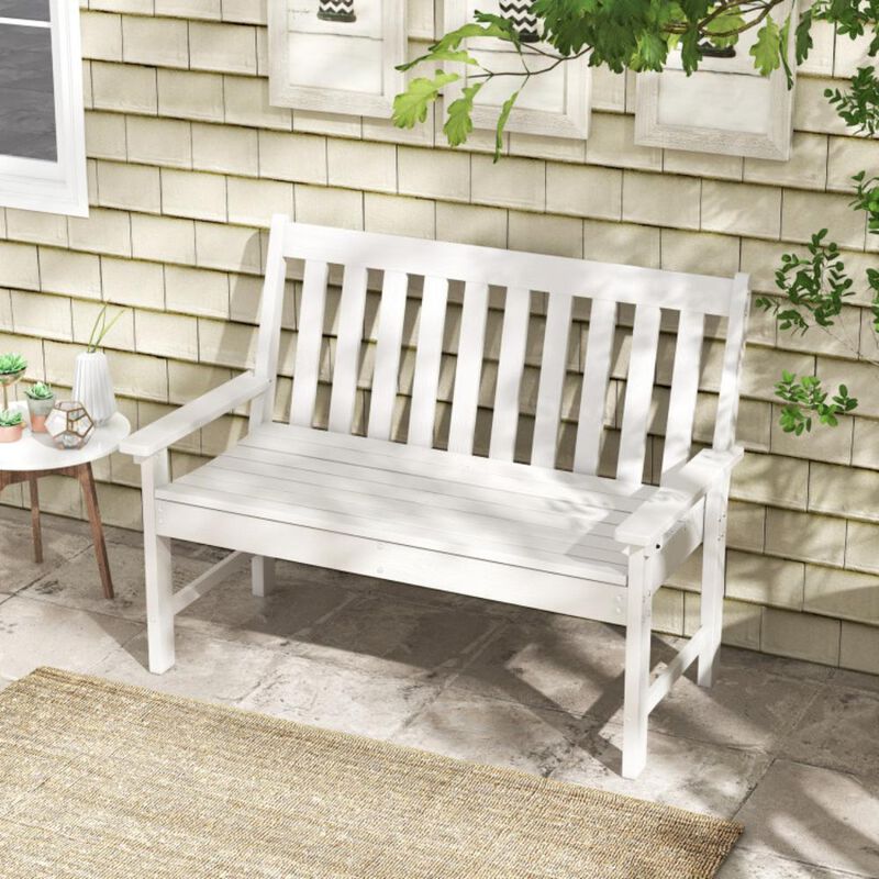 Hivvago All-Weather HDPE Outdoor Bench with Backrest and Armrests