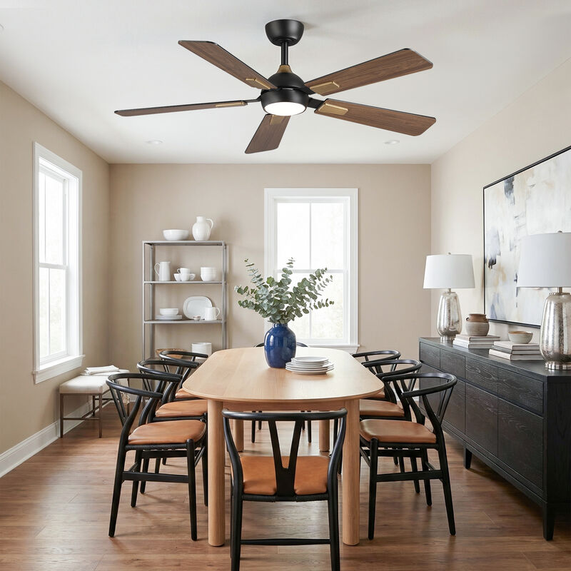 52" Modern Matte Black Dimmable Reversible Smart Ceiling Fan with Light, APP Control and Remote image number 3