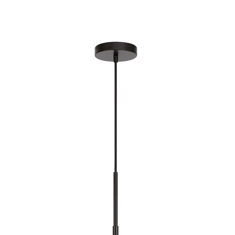Gen 9 Inch Mini Pendant Light Fixture w Bulb, Black Metal, Pine Wood - Benzara