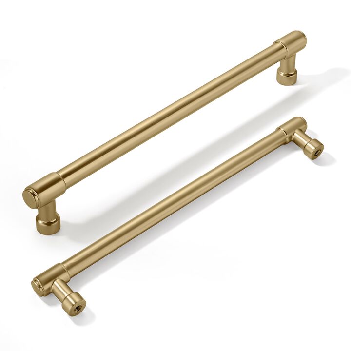 khtumeware 10 Pack Brushed Brass Cabinet Pulls 8 Inch(203MM) Hole Centers Kitchen Brushed Gold Cabinet Handles Cabinet Hardware