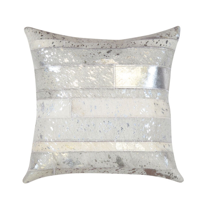 Pasargad Home Safari Striped Silver Cowhide Throw Pillow
