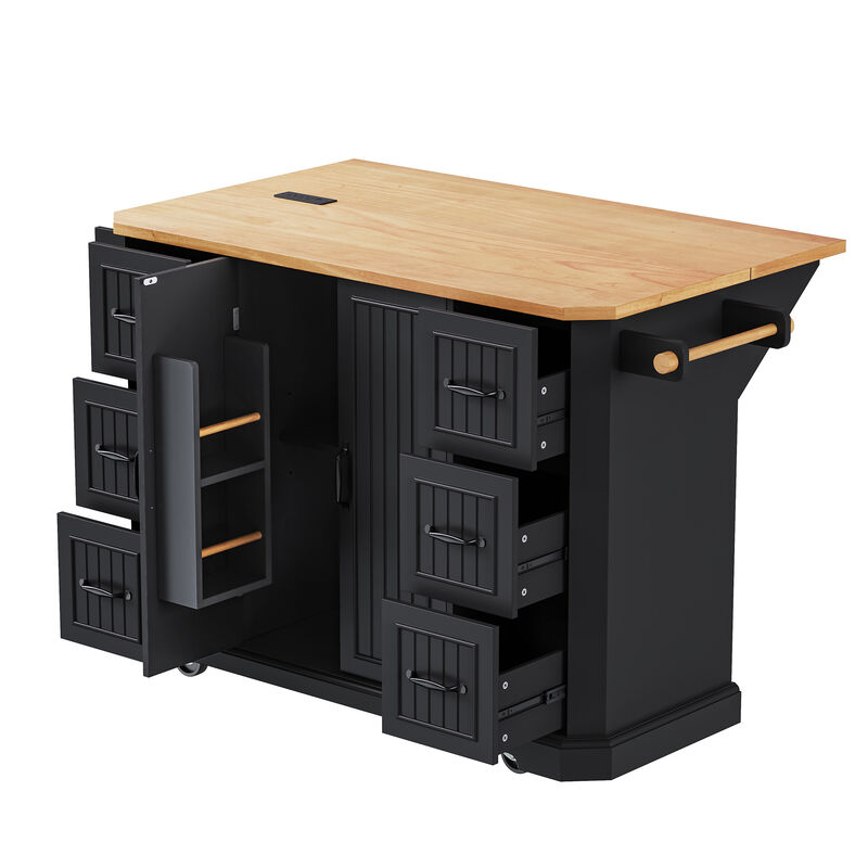 Merax Rolling Kitchen Island  Cart with Power Outlet