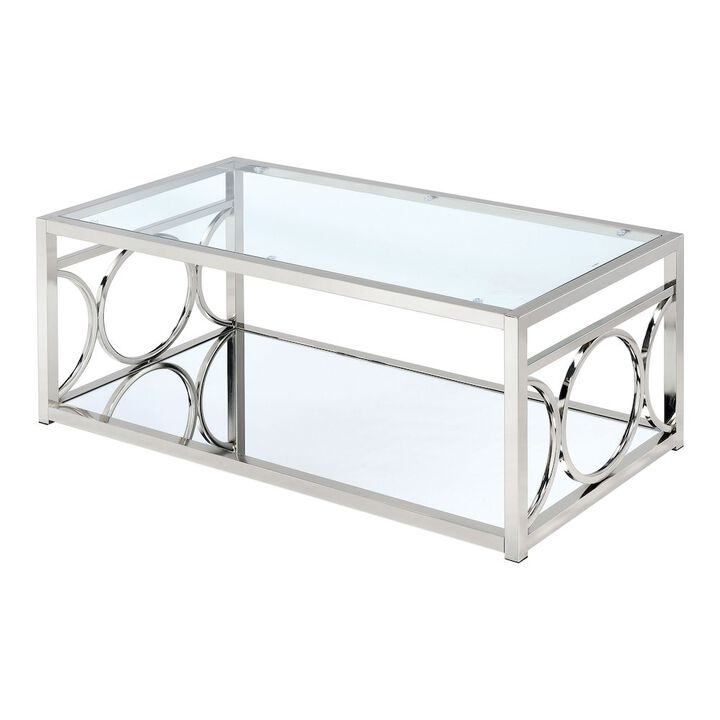 ENITIAL STAR Beller Contemporary Metal 1-Shelf Coffee Table in Chrome
