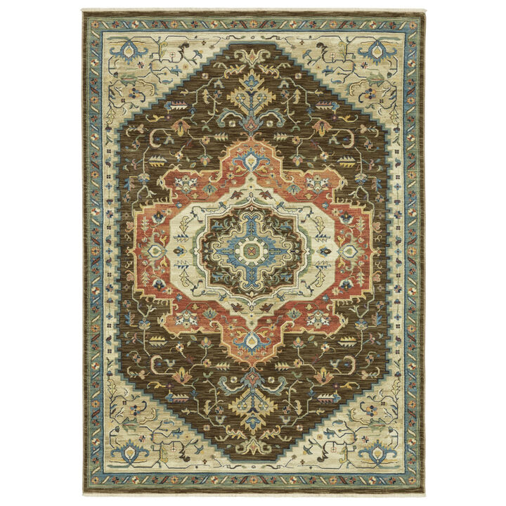 HomeRoots Oriental Area Rug With Fringe