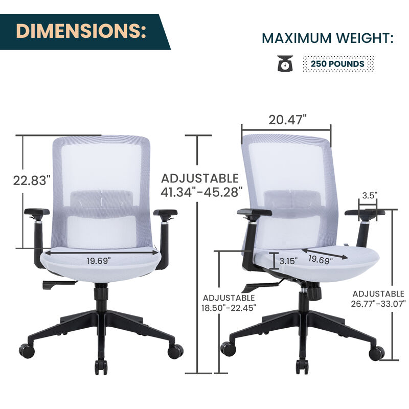 LeisureMod Ergonomic Office Chair Mid-Back Mesh Conference Chair Swivel Computer Chair With Adjustable Height and Armrests Ingram Series