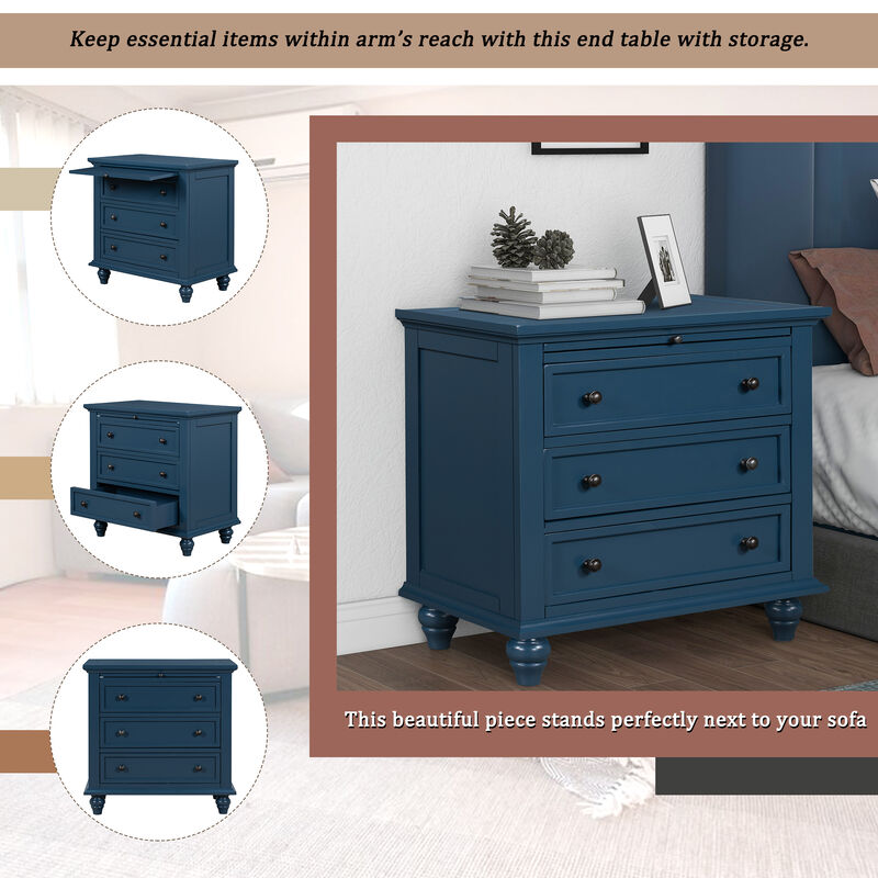 Merax 3-Drawer Bedroom Nightstand Storage Cabinet