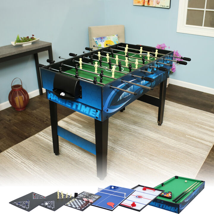 Sunnydaze 40 in 10-in-1 Game Table with Billiards, Foosball and Hockey