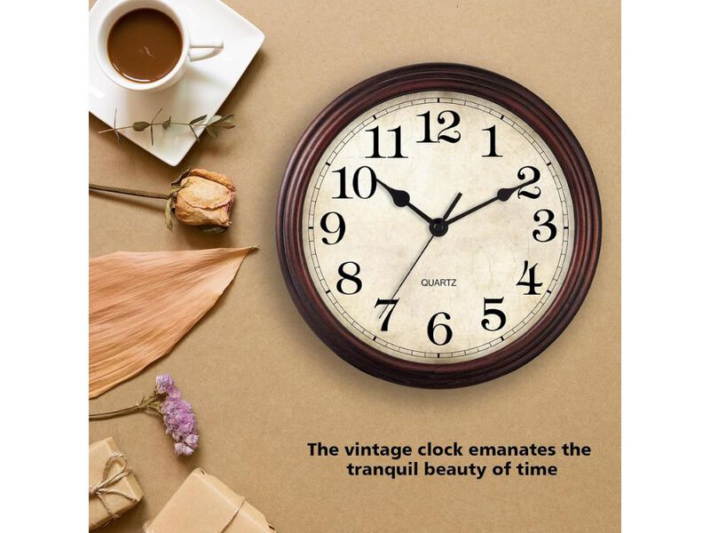 9 Inch Silent Non Ticking Wall Clock Battery Operated Classic Bronze for Home Office Kitchen Bathroom Decor image number 2