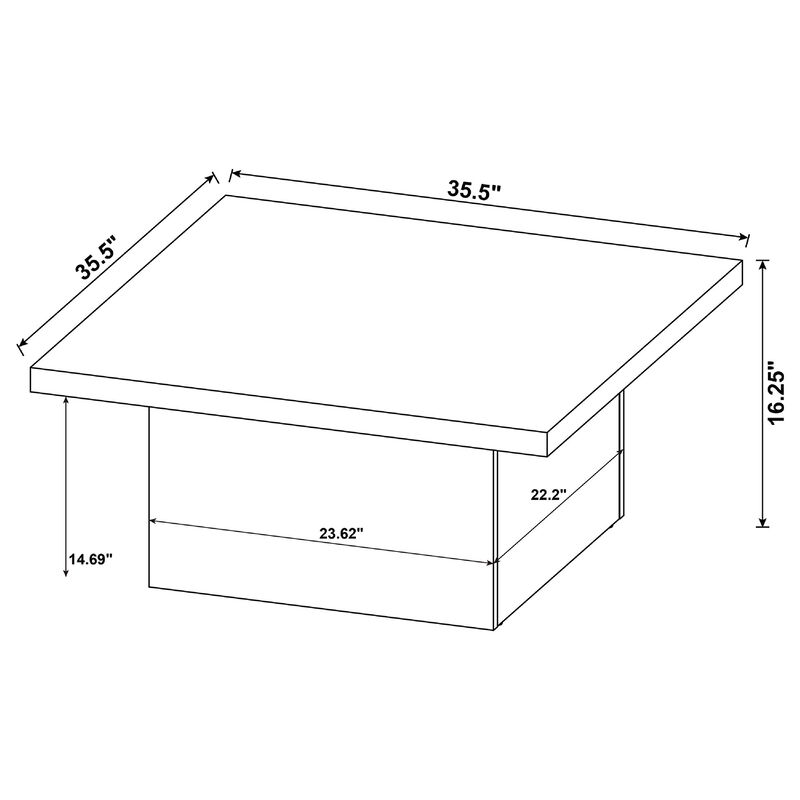 Darla Square Coffee Table, Pedestal Base, Wood image number 7