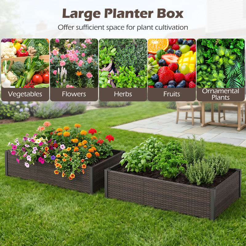 PE Rattan Raised Garden Bed with Open-Ended Base for Outdoor Plants image number 4