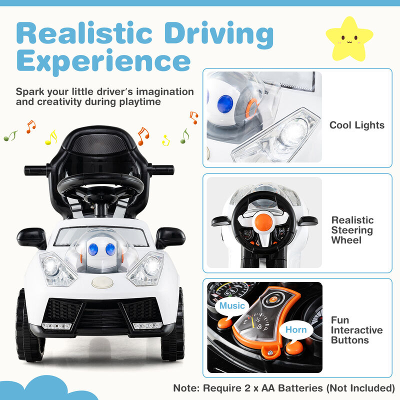 3-in-1 Toddler Ride-On Push Car with Canopy, Seat Belt and Footrest image number 4