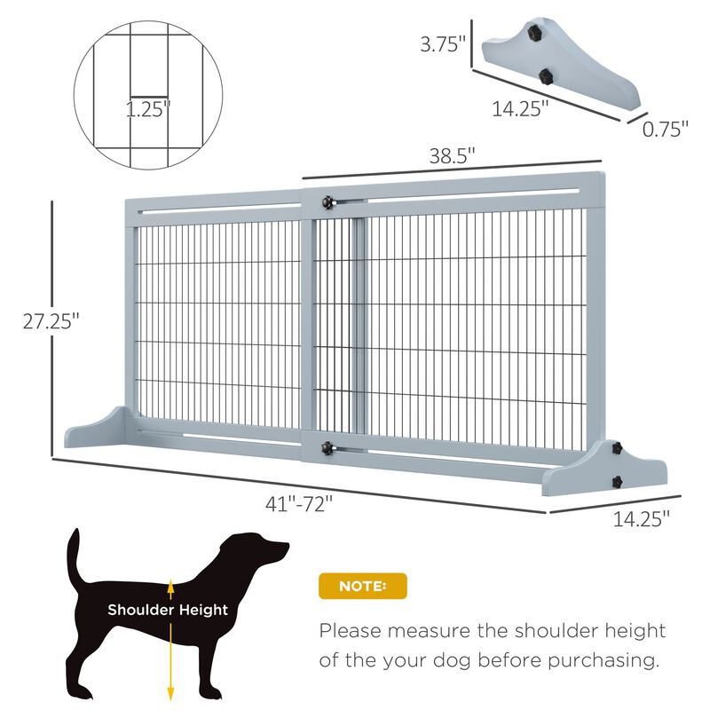 Blue Gray Pet Barrier: 72"W x 27.25"H Freestanding Adjustable Gate image number 2