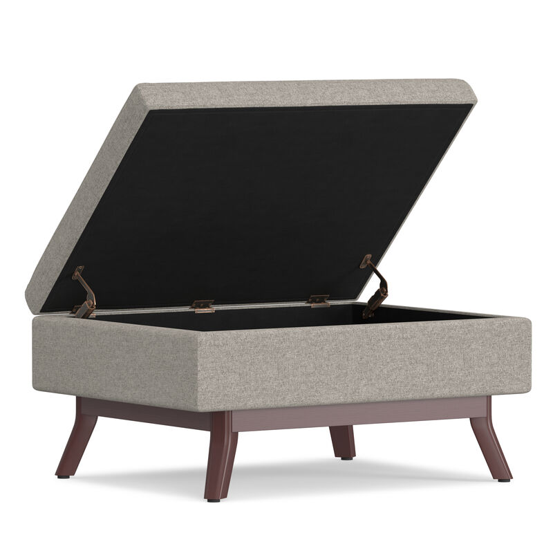 Owen Coffee Table Storage Ottoman in Cloud Grey Polyester Fabric