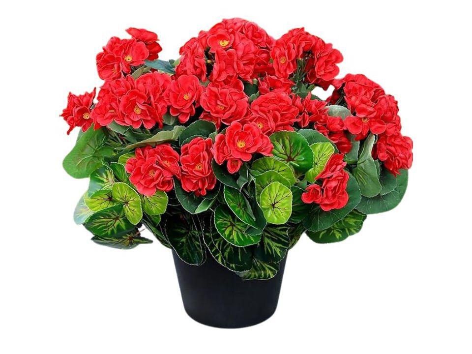 Red Artificial Geranium Flowers UV Resistant Garden Porch Decor