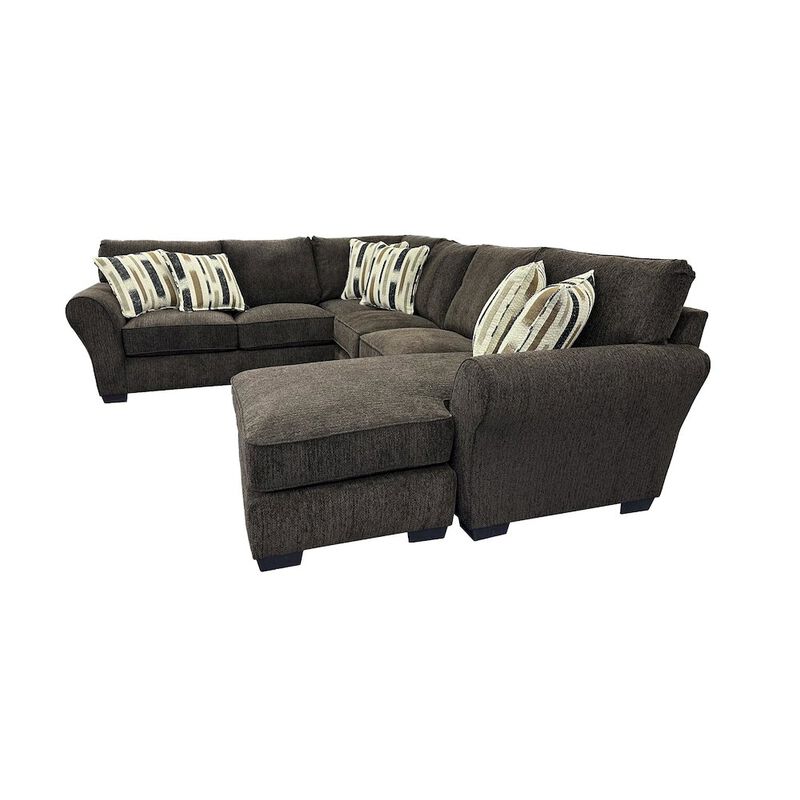Porter Designs Savannah Soft Chenille Fabric Sectional, Brown image number 1