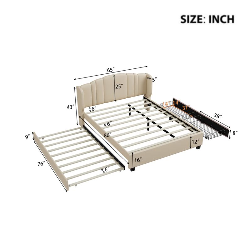 Dolf Queen Linen Upholstered Platform Bed Frame image number 7