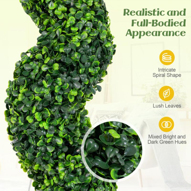 Hivvago Pre-Lit Artificial Boxwood Spiral Topiary Tree Set of 2 with 100 LED Lights