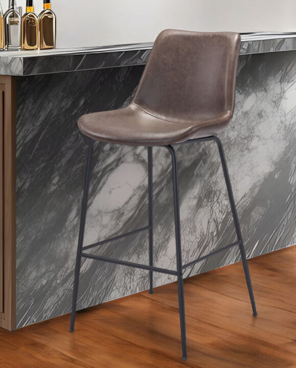 Hivvago 31 Inch Brown and Black Steel Low Back Bar Height Bar Chair