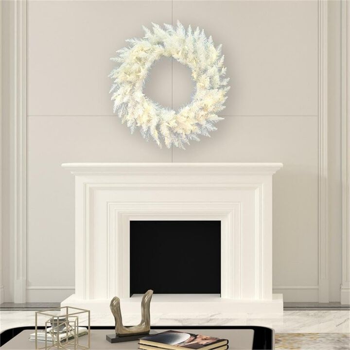 Vickerman 36" Sparkle White Spruce Artificial Christmas Wreath, Warm White LED Lights - Faux Spruce Christmas Wreath - Seasonal Indoor Home Decor