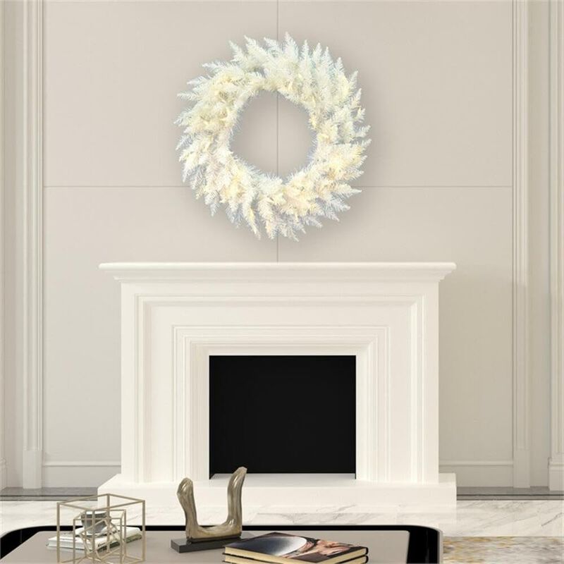Vickerman 36" Sparkle White Spruce Artificial Christmas Wreath, Warm White LED Lights - Faux Spruce Christmas Wreath - Seasonal Indoor Home Decor image number 1