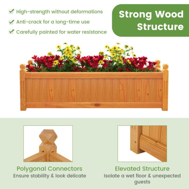Hivvago Wooden Rectangular Garden Bed with Drainage System