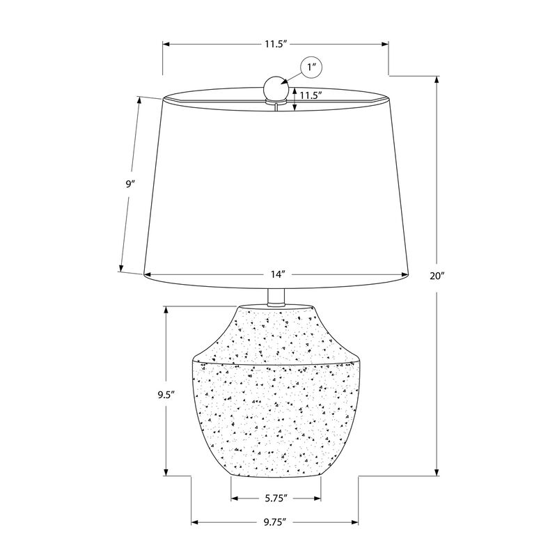 Monarch Specialties I 9729 - Lighting, 20"H, Table Lamp, Cream Concrete, Ivory / Cream Shade, Modern
