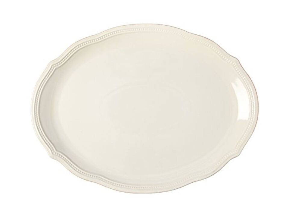 Lenox White French Perle Bead 16" Oval Serving Platter