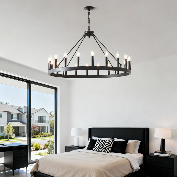 ELEMENT ACE 20-Light Extra Large Wagon Wheel Chandelier for High Ceilings, Ideal for Dining Room, Living Room, Kitchen, Bedroom and Porch Indoor Hanging Lighting