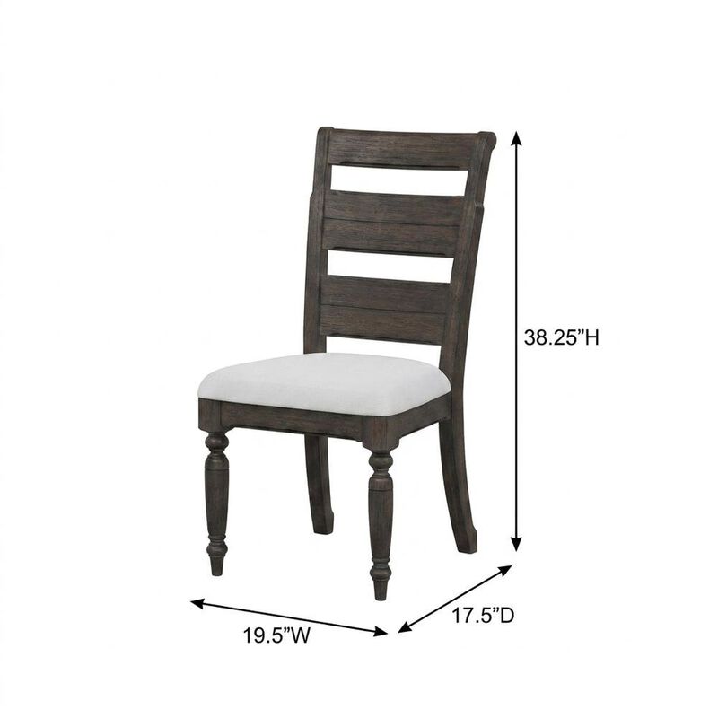 FurniFact Solid Hardwood Ladder Back Dining Chair for Kitchen Dining Room, Set of 2 image number 2